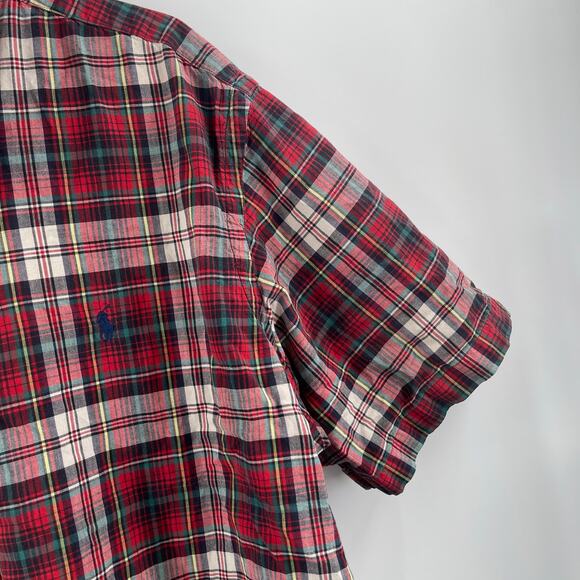 RALPH LAUREN Shirt Size Extra Large Classic Fit Tartan Plaid Short Sleeve Cotton - Picture 8 of 14